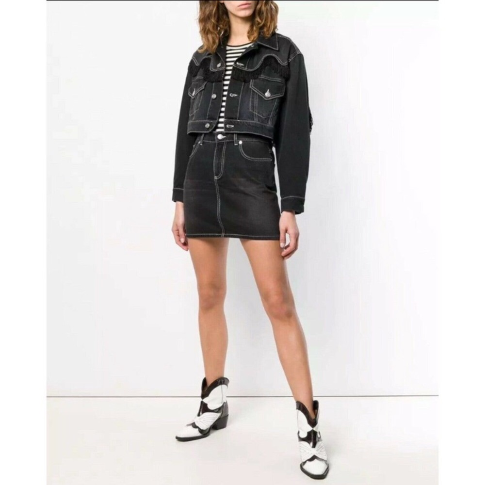 Ganni black mini denim skirt